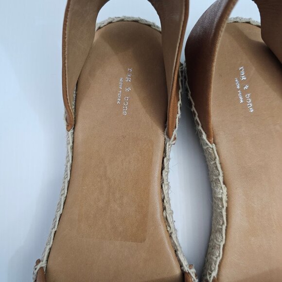 Rag & Bone Anteros Espadrille Women EU 38 Cotton Tan Ankle Strap Peep Toe Sandal - Picture 9 of 14